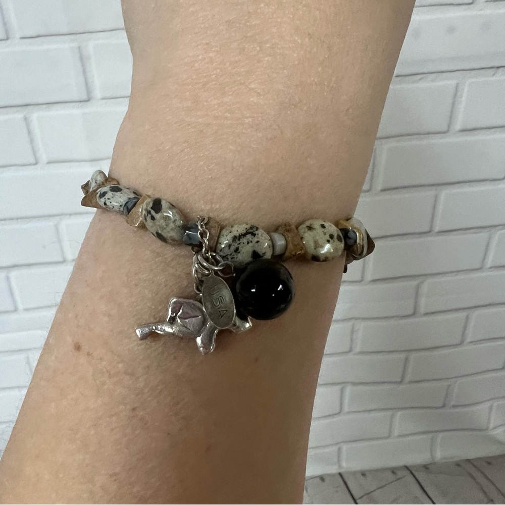 21st And Stone Elephant Stretch Charm Bracelet Sterling Silver .925